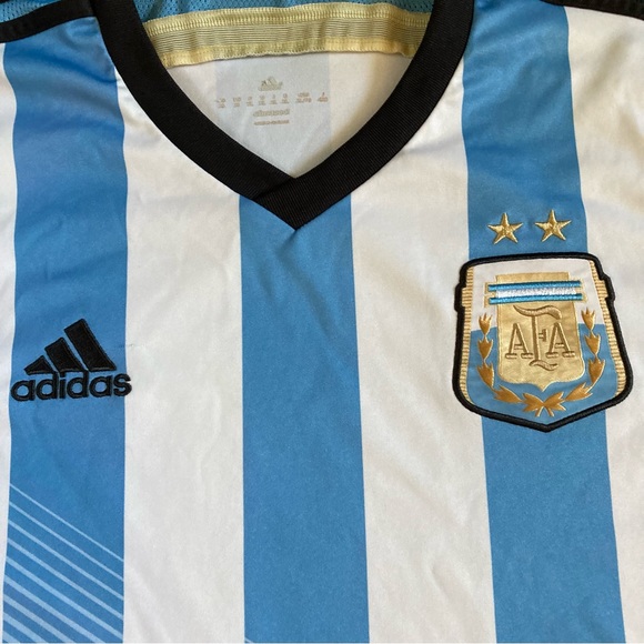 Argentina 2014/15 Adidas Climacool Home Soccer Jersey Shirt Blue White Striped - Picture 3 of 13